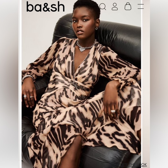 ba&sh Tan and Black Animal Print Dress - Picture 2 of 8